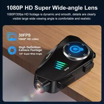 Bluetooth-гарнитура для мотоциклетного шлема 1080P Видеорегистратор Беспроводная камера-рекордер BT5.3 DVR Музыка Handsfree Звонки HD-наушники