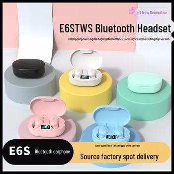 Bluetooth-гарнитура E6S: Сверхдолгая батарея, внутриушное шумоподавление, цифровой дисплей, беспроводная мощная конструкция. E6S белый