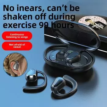 Bluetooth-гарнитура Earless, беспроводная, с костной проводимостью, спортивная, подвесная, сверхдлинная, для бега на выносливость, высокое качество звука для мужчин и женщин чёрный