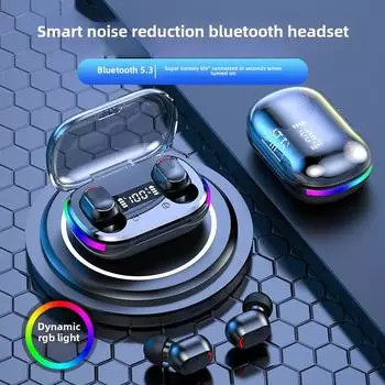 Bluetooth-гарнитура K10 с цифровым дисплеем, ослепительным динамическим световым эффектом RGB, внутриканальная Bluetooth-гарнитура, спортивная модель чёрный