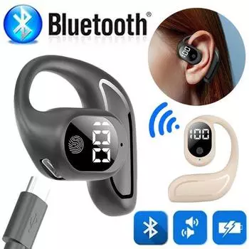 Bluetooth-гарнитура, одно ухо, ушной крючок, спортивные наушники с шумоподавлением, стереозвук, музыкальная гарнитура со светодиодным дисплеем