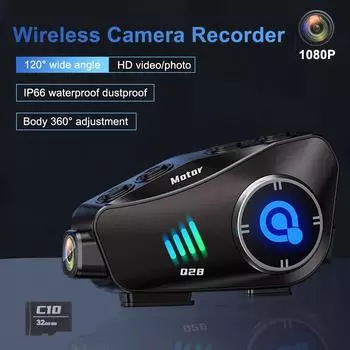 Bluetooth-гарнитура Q28, сверхширокоугольный объектив 1080P HD, беспроводная камера WiFi IP66, водонепроницаемая беспроводная камера для мотоциклетного шлема