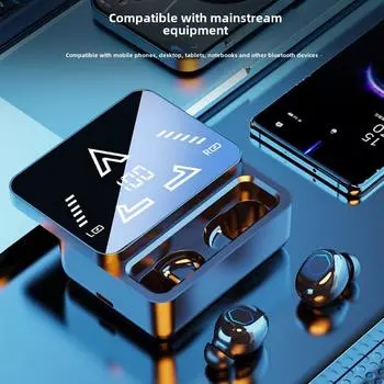 Bluetooth-гарнитура с бинауральным цифровым дисплеем, сдвижной крышкой, долговечные музыкальные наушники чёрный