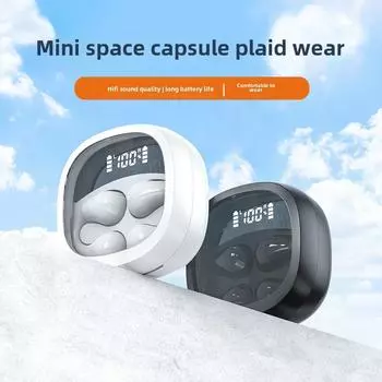 Bluetooth-гарнитура с цифровым дисплеем, прозрачным отсеком, клипсой для ушей, безболезненная спортивная гарнитура, маленькая, мини чёрный