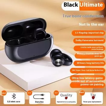 Bluetooth-гарнитура с костной проводимостью, беспроводная, не вставная, спортивная гарнитура с заушным креплением Neutral color box packaging чёрный