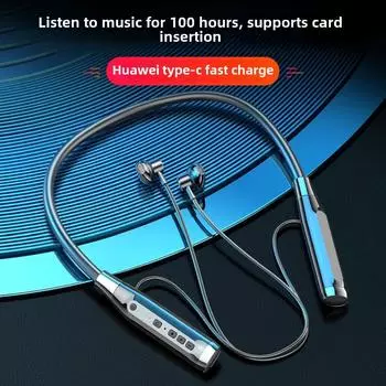 Bluetooth-гарнитура с подвеской на шею, беспроводная спортивная, сверхдолгая жизнь, шумоподавление, дисплей питания, можно вставить карту
