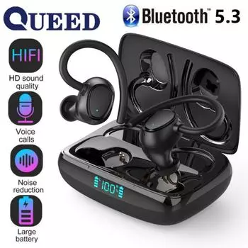 Bluetooth-гарнитура с шумоподавлением и номером TWS, висящая на ухе, водонепроницаемая гиперзвуковая гарнитура чёрный