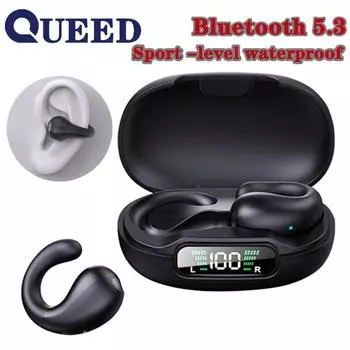 Bluetooth-гарнитура с шумоподавлением не проникает в ухо, беспроводная универсальная мощная гарнитура с ушным зажимом без костного проводника белый