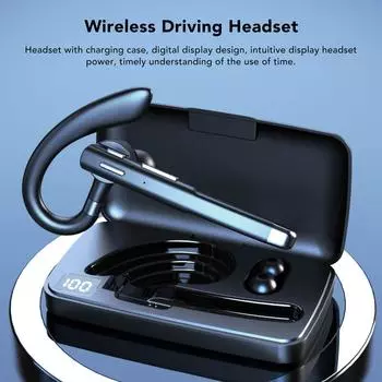 Bluetooth-гарнитура с шумоподавлением, водонепроницаемая, с цифровым дисплеем, беспроводная гарнитура с зарядным чехлом для вождения