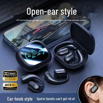 Bluetooth-гарнитура с ушным крючком: Длительное ношение без боли, сверхдолгий срок службы батареи, цифровой дисплей, водонепроницаемость, шумоподавление. M64 Wireless Bluetooth Headphones чёрный