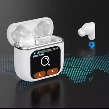 Bluetooth-гарнитура SE60 с большим сенсорным ЖК-дисплеем, прозрачным TWS, внутриканальным дизайном, функцией активного шумоподавления и шумоподавлением для пробежек и поездок на работу. синий