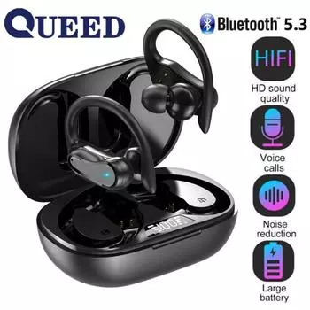 Bluetooth-гарнитура со сверхдлительным сроком службы батареи, специальная водонепроницаемая спортивная беспроводная гарнитура TWS с подвесным ухом IPX7 чёрный