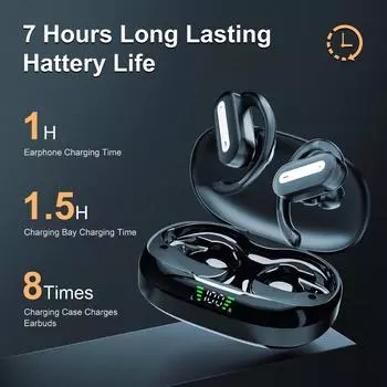 Bluetooth-гарнитура SP36 с вращающимся заушным креплением, 5,4-дюймовым дисплеем, длительным сроком службы батареи, цифровым шумоподавлением ENC для спорта чёрный