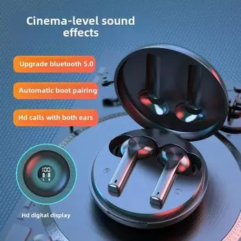 Bluetooth-гарнитура TWS 5.0 Беспроводная внутриканальная сенсорная цифровая спортивная гарнитура с пересечением границ чёрный