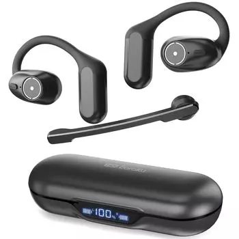 Bluetooth Headset [2024 Industry-leading Masterpiece with Detachable Open Earbuds and Mic] Dual-use OWS Earbuds for Calls, Single or Dual Ear Use,