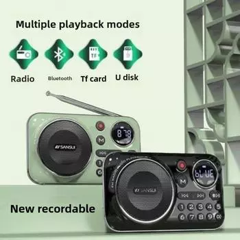 Bluetooth-карта U-диск Радио для пожилых людей Портативный музыкальный плеер Walkman Динамик Кольцо чёрный