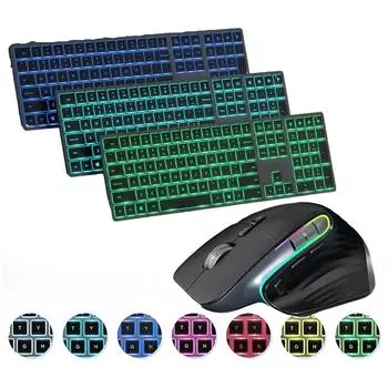 Bluetooth-клавиатура с подсветкой для iPad iPhone, полноразмерная перезаряжаемая беспроводная клавиатура с синхронизацией нескольких устройств для ПК с IOS и Windows