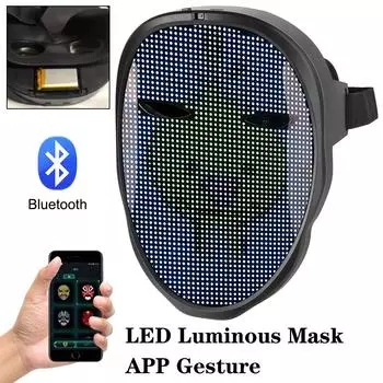 Bluetooth LED Футуристическая маска С Днем Рождения Подарки Светящийся козырек Опора Для Вечеринки Бар Фестиваль Выступление APP Светящаяся маска Жест DIY Электронный Dry battery No. 5