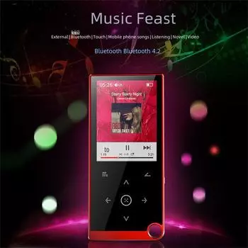Bluetooth MP4/MP3-плеер с 2,4-дюймовым сенсорным экраном, звуком без потерь, функцией электронной книги и внешним динамиком. Card Bluetooth version (no memory) красный