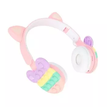 Bluetooth-наушники Cat Ear, модная беспроводная гарнитура с подсветкой для мобильных телефонов, ПК, планшетов розовый