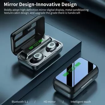 Bluetooth-наушники IPX7 Водонепроницаемая спортивная гарнитура Беспроводные наушники с шумоподавлением и светодиодным дисплеем чёрный