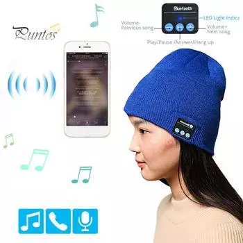 Bluetooth наушники музыка вязаная шапка зимняя беспроводная унисекс шапка гарнитура синий