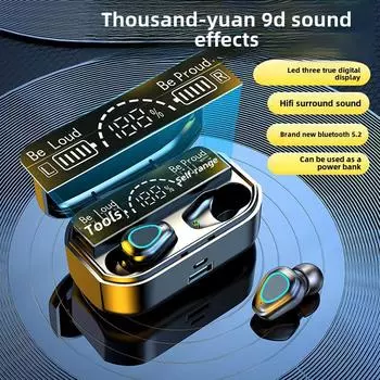 Bluetooth-наушники с большим экраном, светодиодный цифровой дисплей с тремя истинами, Bluetooth-наушники Tws5.3, долговечные наушники чёрный