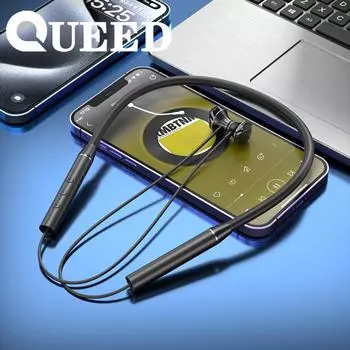 Bluetooth-наушники с креплением на шее, сверхдолговечные, шумоподавляющие, беспроводные спортивные наушники-вкладыши чёрный