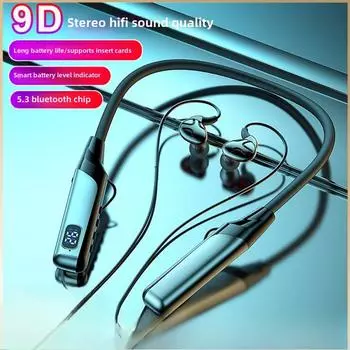 Bluetooth-наушники с шейным креплением, сверхдлительным временем ожидания, шумоподавлением, беспроводные внутриканальные спортивные наушники чёрный