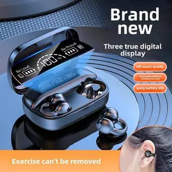 Bluetooth-наушники с ультрадлинным интеллектуальным цифровым дисплеем, ушной зажим, спортивные наушники с костной проводимостью чёрный