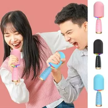 Bluetooth Пение Беспроводной Микрофон ABS Беспроводной Микрофон Караоке Колонка Вечеринка розовый