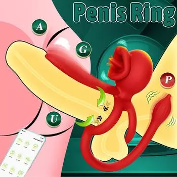 Bluetooth-приложение контролируемое кольцо для пениса для мужчин - 10-скоростное вибрирующее кольцо для пениса, стимулятор клитора и промежности, перезаряжаемая секс-игрушка для пар