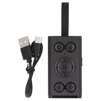 Bluetooth пульт дистанционного управления 9-клавишная камера селфи-кликер приложение для прокрутки видео перелистывание страниц книг для телефона чёрный
