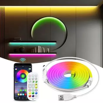 Bluetooth Smart светодиодная лента 5 В неоновая вывеска RGB неоновая лампа USB лента светодиодная камера для кухни рождественская подсветка украшение лампы 1M