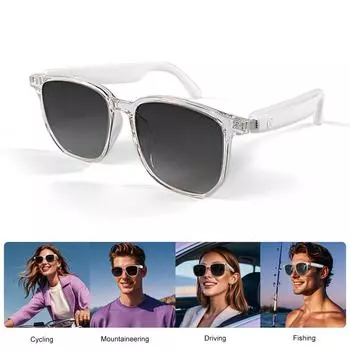 Bluetooth-совместимые 5.3 Blue Light очки Магнитная зарядка для вождения Спорт чёрный