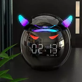 Bluetooth-совместимые настольные часы для сна 5,0 со звуком HIFI и двойным будильником, многофункциональный цифровой дисплей для дома чёрный