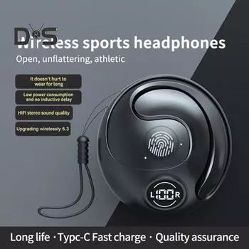 Bluetooth-совместимые наушники 5.3 с басовым стереозвуком и микрофоном на крючках, HIFI-наушники для тренировок на бегу чёрный