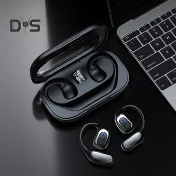 Bluetooth-совместимые наушники-вкладыши Беспроводные наушники Шумоподавление Низкая задержка Регулятор громкости Эргономичные спортивные гарнитуры чёрный