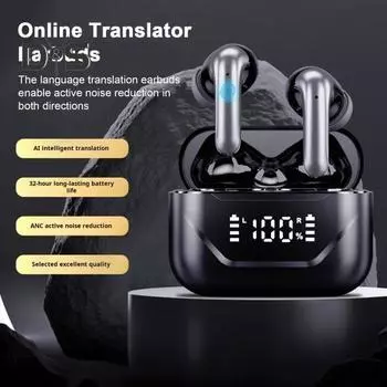 Bluetooth-совместимые наушники-вкладыши для перевода с активным шумоподавлением и переводом в реальном времени. Легкая конструкция, беспроводные наушники. белый