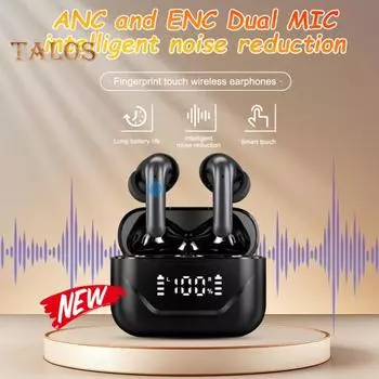 Bluetooth-совместимые наушники-вкладыши для перевода с активным шумоподавлением и переводом в реальном времени. Легкая конструкция, беспроводные наушники. белый