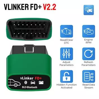 Bluetooth-совместимый 4.0 WIFI vLinker FD+ V2.2 автомобильный диагностический инструмент считыватель кодов J2534 ELM327 OBD 2 сканер для FORScan
