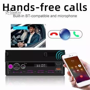 Bluetooth-совместимый автомобильный музыкальный плеер. Звонки в режиме громкой связи. Управление приложением. Функция определения местоположения. Универсальный FM-плеер с держателем для мобильного телефона. чёрный