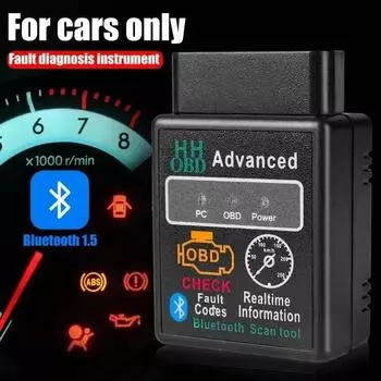 Bluetooth-совместимый автомобильный OBD2-сканер Elm327 V1.5, считыватель кодов OBDII, диагностический инструмент, диагностический сканер для Android IOS Windows чёрный