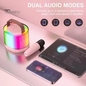 Bluetooth-совместимый динамик, мини-караоке-машина со светодиодной подсветкой, дизайн ручки, стереозвук, универсальный детский микрофон, игрушка белый