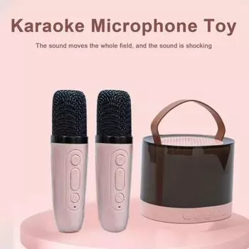 Bluetooth-совместимый динамик, мини-караоке-машина со светодиодной подсветкой, дизайн ручки, стереозвук, универсальный детский микрофон, игрушка белый