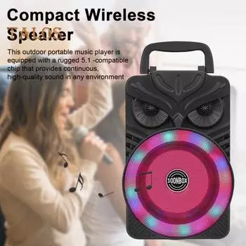 Bluetooth-совместимый динамик с RGB-подсветкой, поддержкой TF-карт, стереозвуком, перезаряжаемым портативным беспроводным динамиком синий