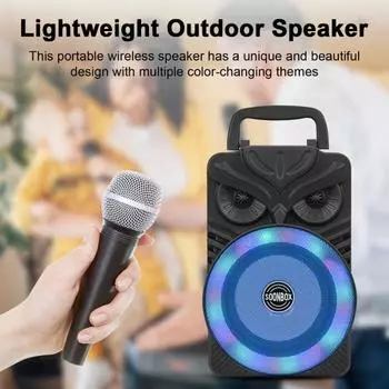 Bluetooth-совместимый динамик с RGB-подсветкой, поддержкой TF-карт, стереозвуком, перезаряжаемым портативным беспроводным динамиком синий