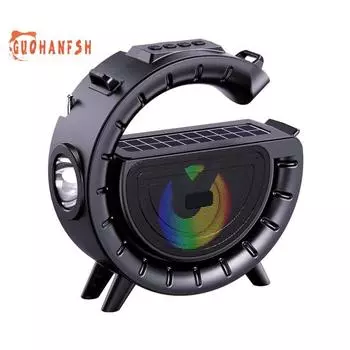 Bluetooth-совместимый динамик с солнечной зарядкой, музыкальным плеером, фонариком и FM-радио — незаменимый помощник для кемпинга на открытом воздухе красный