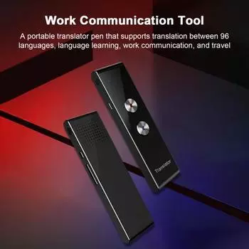 Bluetooth-совместимый интеллектуальный переводчик 4.2, голосовой перевод, высокоскоростной многоязычный устный перевод, переключение 96 иностранных языков, переводчик для путешествий чёрный