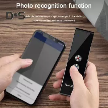 Bluetooth-совместимый интеллектуальный переводчик 4.2, голосовой перевод, высокоскоростной многоязычный устный перевод, переключение 96 иностранных языков, переводчик для путешествий чёрный